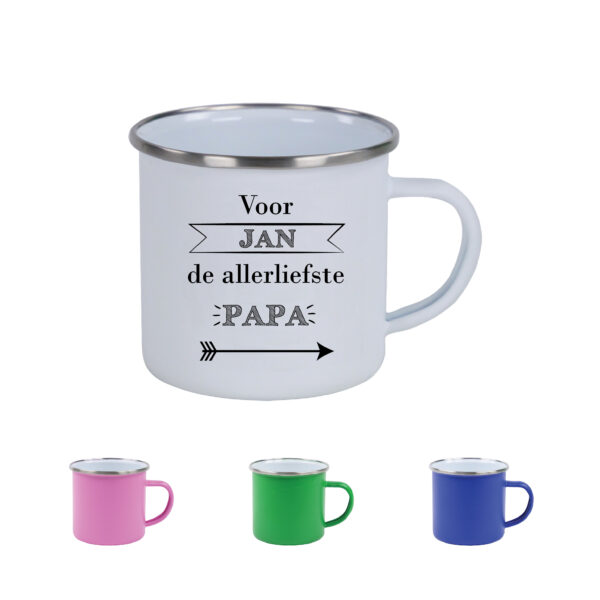 Emaille mok - met eigen naam/ tekst